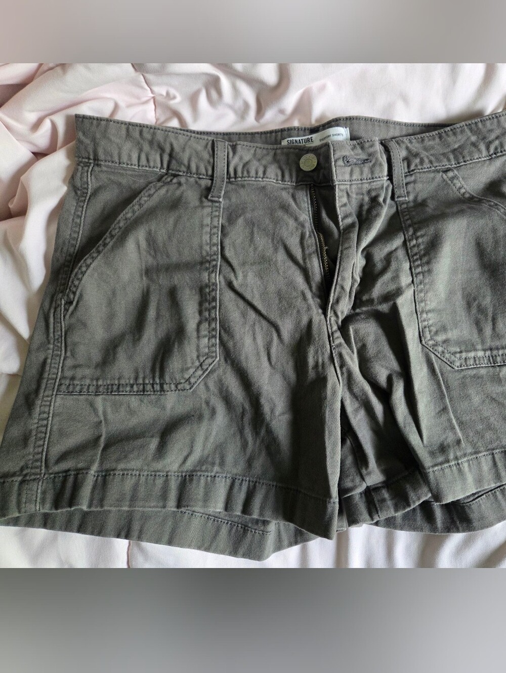 Signature by Levi Strauss Olive Utility Jean Shorts